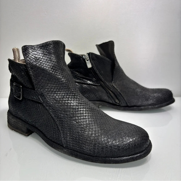 Officine Creative Legrand Black Snakeskin Reptile Look Leather Booties Size 38 - Picture 7 of 13